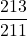\dfrac{213}{211}